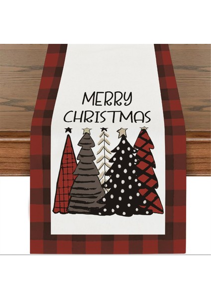 Kış Noel Masa Örtüsü Kırmızı ve Siyah Buffalo Ekose Neşeli Noel Ağaçları Masa Örtüsü, Mutfak Yemek Masası (Yurt Dışından) fiyatları