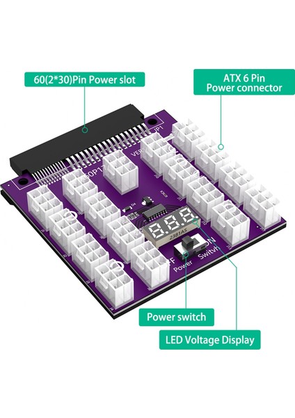 Atx 17 x 6pin Güç Kaynağı Breakout Kartı Adaptörü Dönüştürücü 12V Ethereum Btc Madenciliği Için (Yurt Dışından)