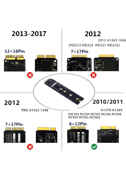 M.2 Ngff Sata SSD Adaptörü MacBook Air 2010 2011 A1369 A1370 M2 SSD Dönüştürücü Kart Desteği 2230 2242 2260 2280 M2 SSD (Yurt Dışından)