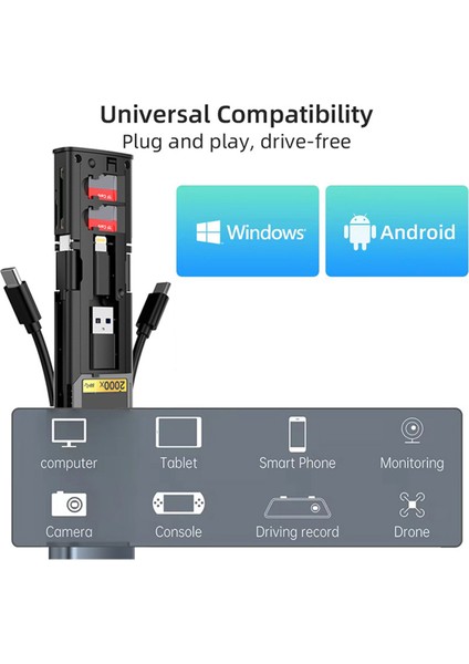 13'ü 1 Arada Çok Işlevli Kart Adaptörü Sd/tf3.0 Yüksek Hızlı Typec Alüminyum Taşınabilir Depolama Kartı Okuyucu Pc Bilgisayar Için (Yurt Dışından)