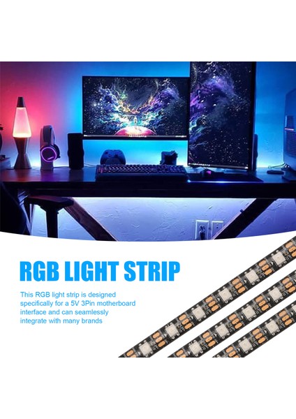 Pc Kasası Için Rgb Işık Şeridi Anakart Için Adreslenebilir LED Işık Şeridi 5V 3-Pin Başlık Oyun Kasası Bilgisayar (0,5 M) (Yurt Dışından) fırsatları