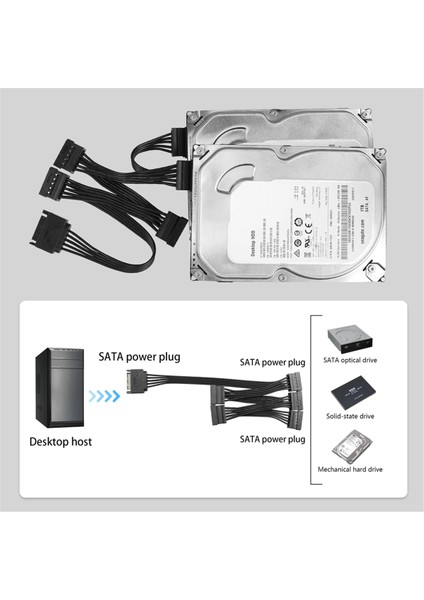 15 Pin Sata Güç Ayırıcı 1 To5 Sabit Disk HDD SSD Güç Kaynağı Kablosu Kablo Uzatma Kablosu Sabit Disk Genişletme Kablosu (Yurt Dışından)