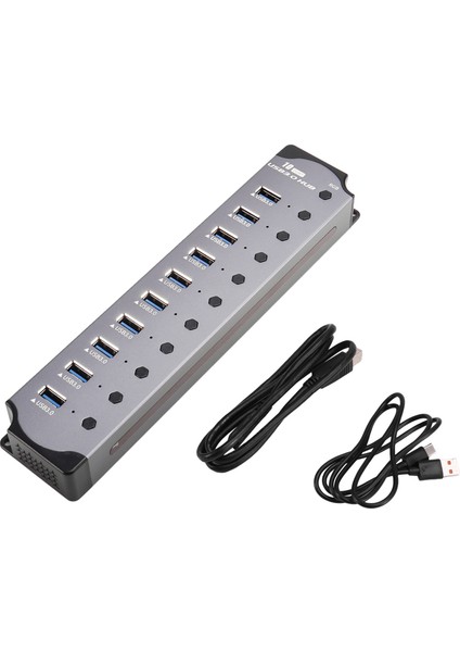 10'u 1 Arada Güçlendirilmiş USB Hub 10 Port USB Adaptörü USB Ayırıcı USB 3.0 Arayüzü Bireysel Anahtar Rgb E-Marker Isı Tasarımı (Yurt Dışından)