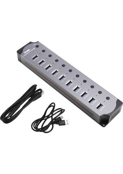 10'u 1 Arada Güçlendirilmiş USB Hub 10 Port USB Adaptörü USB Ayırıcı USB 3.0 Arayüzü Bireysel Anahtar Rgb E-Marker Isı Tasarımı (Yurt Dışından)