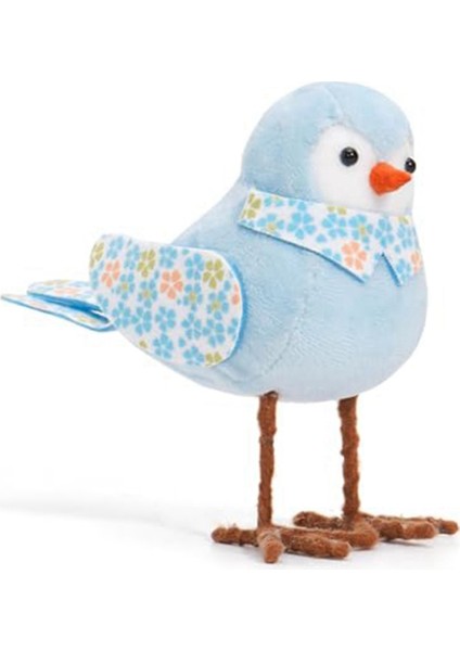 Paskalya Peluş Kuş Bebekleri Tatil Ayakta Duran Kuş Figürü Süslemeleri Uzun Bacaklı ve Baskılı Atkı ve Masa Mavisi Için Fiyonk (Yurt Dışından)