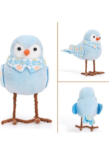 Paskalya Peluş Kuş Bebekleri Tatil Ayakta Duran Kuş Figürü Süslemeleri Uzun Bacaklı ve Baskılı Atkı ve Masa Mavisi Için Fiyonk (Yurt Dışından) fırsatları
