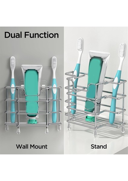 Diş Fırçası Tutucu Duvara Monte Banyo Için, 3 Yuvalı Paslanmaz Çelik Banyo Aksesuarları Düzenleyici Küçük Alanlar Için-A (Yurt Dışından) fırsatları