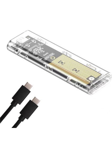 M2 SSD Muhafazası M.2 Nvme+Ngff Çift Protokol SSD Muhafazası USB 3.2 Gen2 10GBPS Şeffaf Harici Sürücü Kasası Pc B Için (Yurt Dışından)