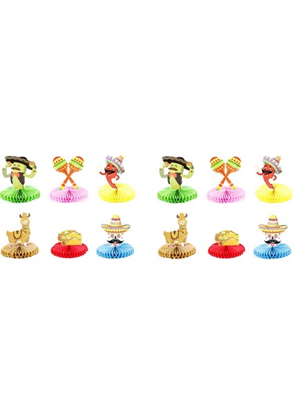 12 Adet Meksika Fiesta Petek Masa Orta Parçası Kaktüs Eşek Maraca Sombrero Gitar Masa Örtüsü Orta Parçalar Dekor (Yurt Dışından)
