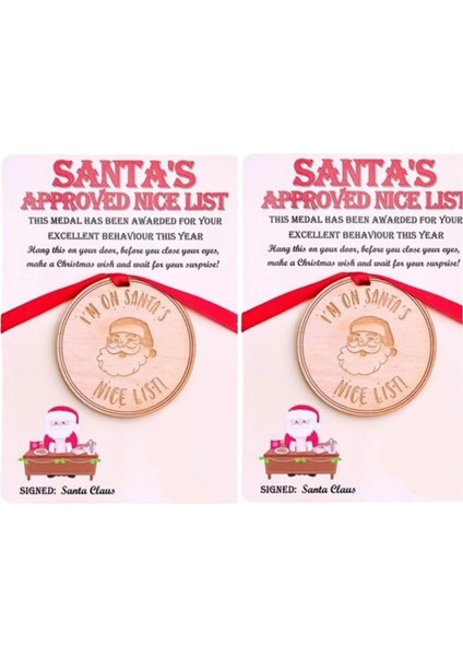 Güzel Liste Madalyalar Noel Kartları Ahşap Madalyalı Noel Kartları Listesi Estetik Noel Dekorasyonu Noel Kutusu (Yurt Dışından)