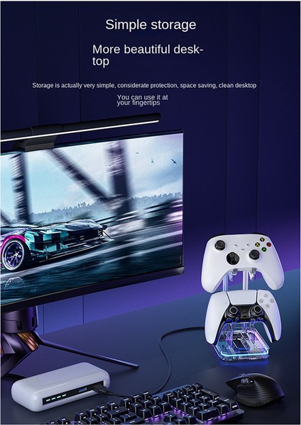 Ps5/ps4/switch/xbox Çift Katmanlı Oyun Konsolu Için Rgb Aydınlatma Efektli Evrensel Tutacak (Yurt Dışından) modelleri