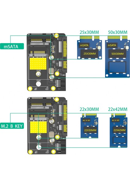 2'si 1 Arada Msata/m.2 Ngff Ssd'den Çift Sata3 Adaptörüne M.2/msata'dan Sata Adaptörüne M.2 Ngff Msata Ssd'den Sata3.0 2.5 Inç Adaptörüne (Yurt Dışından)