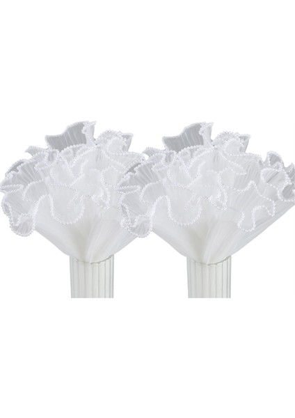 2 Paket 4.5 Yard Renkli Çiçek Paketleme Kağıdı Inci Kenarlı Örgü Buket Paketleme Kağıdı Inci Kırışık Dalgalı Ağ Iplik (Yurt Dışından)