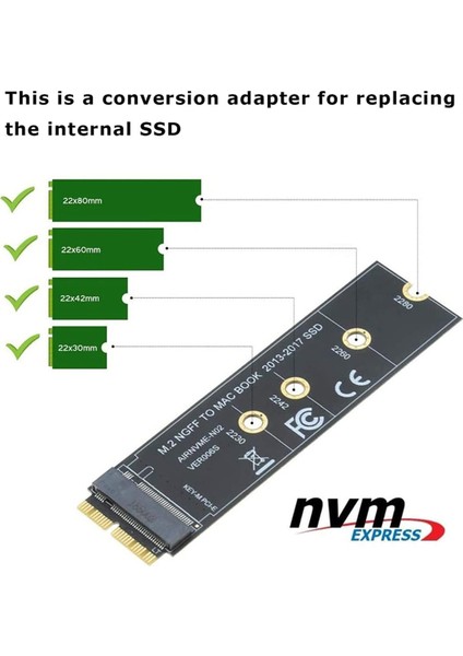 Side3 M.2 Adaptör Kartı SSD Dönüştürücü Adaptör Kartı MacBook Pro/air (2013-2017) Yükseltme (Yurt Dışından)