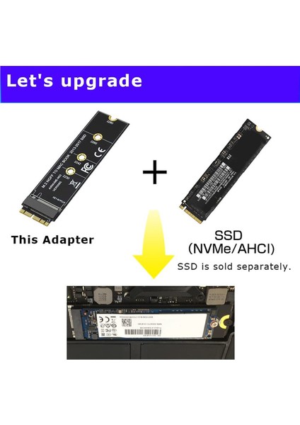 Side3 M.2 Adaptör Kartı SSD Dönüştürücü Adaptör Kartı MacBook Pro/air (2013-2017) Yükseltme (Yurt Dışından)