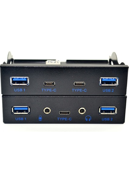 USB Hub 5 Port USB 3.1 Type-C USB 3.0 Ön Panel Hd Ses 3.5mm Kulaklık Jakı Mikrofon Genişletme Adaptörü Masaüstü 3.5 Inç Için (Yurt Dışından)