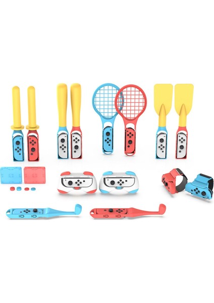 Switch Sports Için 25'i 1 Arada Tutacak Kontrol Oyun Seti Joystick Kiti Silikon Kapak Bilek Kayışı Tenis Raketi Kayışı (Yurt Dışından)