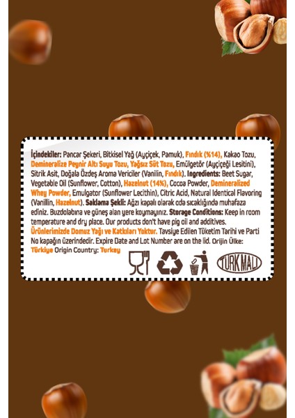 Kahvaltılık Sürülebilir Katkısız 650 gr Kakaolu Fındık Pralin