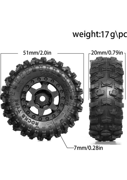 Adet 51MM 1.0 Inç Beadlock Tekerlek Lastiği Seti 1/18 1/24 Rc Paletli Araba TRX4M SCX24 AX24 FCX24 Yükseltme Parçaları Aksesuarları (Yurt Dışından) modelleri