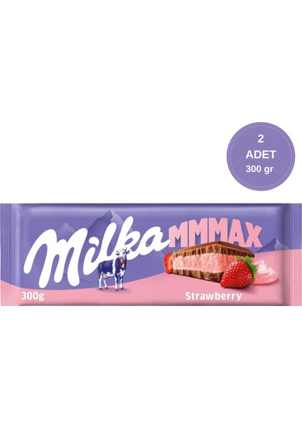 Çilekli Tablet Çikolata 300 Grx 2 Adet
