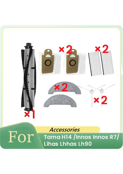 Tama H14,/INNOS Innos R7/lihas Lhhas LH90 Süpürme Robotu Aksesuarları Temizleyici Parçaları Değişimi Için 9 Adet (Yurt Dışından)