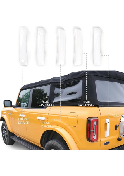 Ford Bronco 2021-2024 Aksesuarları Için Araba Kapı Kolu Koruyucu Bagaj Kapağı Kolu Kapağı Kaplaması Akıllı Anahtar Deliği ile Beyaz (Yurt Dışından) fiyatları
