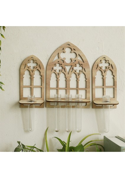 Ahşap Bitki Üretim Istasyonu, 5 Test Tüpü Vazo Duvara Monte Bitki Sergileme Iç Mekan Bitkileri, Ev Dekorasyonu (Yurt Dışından) fırsatları