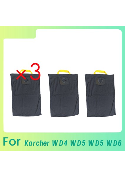 3 Adet Parça Bez Toz Torbası Yıkanabilir Filtre Torbası Karcher Wd4 Wd5 Wd6 Elektrikli Süpürge Parçaları Siyah (Yurt Dışından)