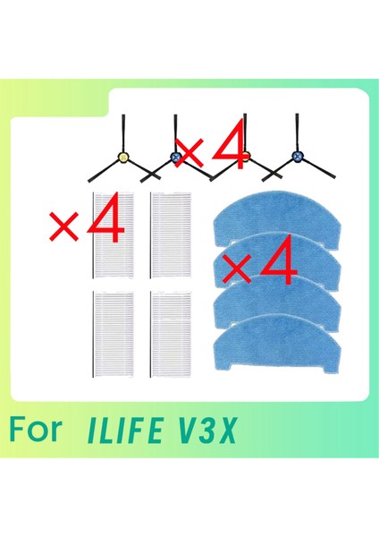 Ilıfe V3X Süpürme Robotu Temizleyici Parçalarının Değiştirilmesi 12 Adet Yan Fırça Paspas Filtresi (Yurt Dışından)
