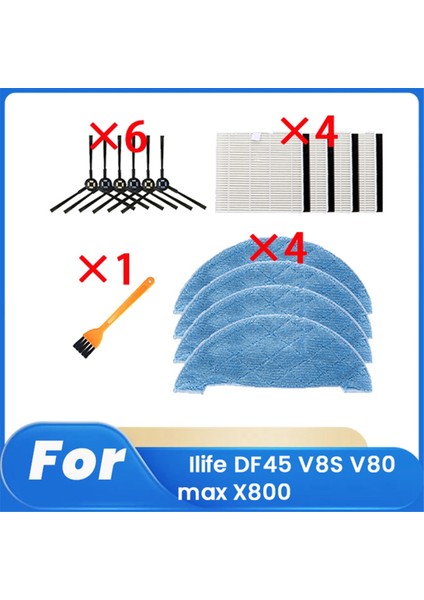 15 Adet Ilife DF45 V8S V80MAX X800 Robot Süpürge Parçaları Yedek Filtre Yan Fırça Bezi (Yurt Dışından)