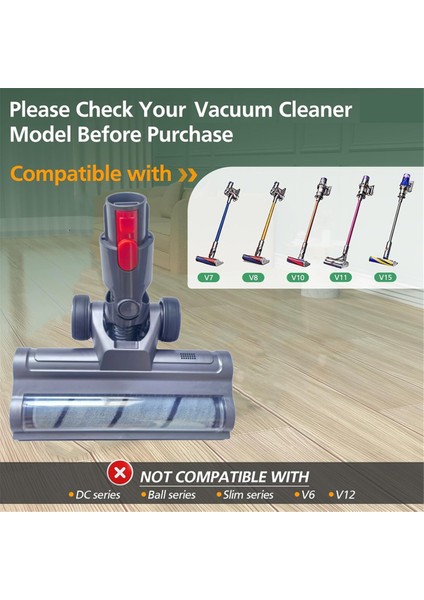 Dyson V15 V11 V10 V8 V7 Vakum Aparatı Yumuşak Silindir Fırça Başlığı Toz Algılama Işığı ile Sert Ahşap Temizleyici (Yurt Dışından) modelleri