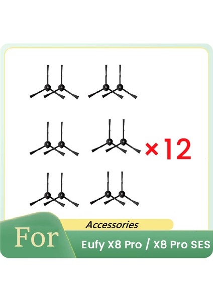 Eufy X8 Pro / X8 Pro Ses Robot Süpürge Parçalarının Değiştirilmesi 12 Adet Yan Fırça (Yurt Dışından)