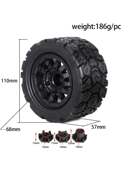 4 Adet 110MM 1/10 Canavar-Akrobasi Kamyon Lastiği 12MM ve 14MM Altıgen Traxxas/maxx Arrma Granit/kraton/outcast/tamiya B Için (Yurt Dışından) fiyatları