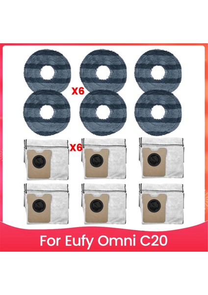 Eufy Omni C20 Robot Süpürgeler 12 Adet Toz Torbası Mop Pedi Yedek Parçaları Vakum Torbası Mop Pedi Aksesuarları (Yurt Dışından)