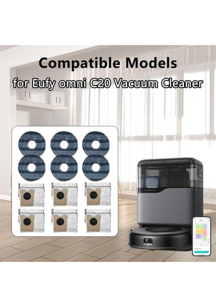 Eufy Omni C20 Robot Süpürgeler 12 Adet Toz Torbası Mop Pedi Yedek Parçaları Vakum Torbası Mop Pedi Aksesuarları (Yurt Dışından)
