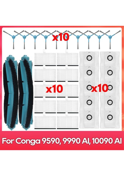 Conga 9590 / 9990 / 10090 Aı Spin Revolution Ultra Power Home Ana Yan Fırça Filtre Toz Torbası Yedek Parçaları (Yurt Dışından)