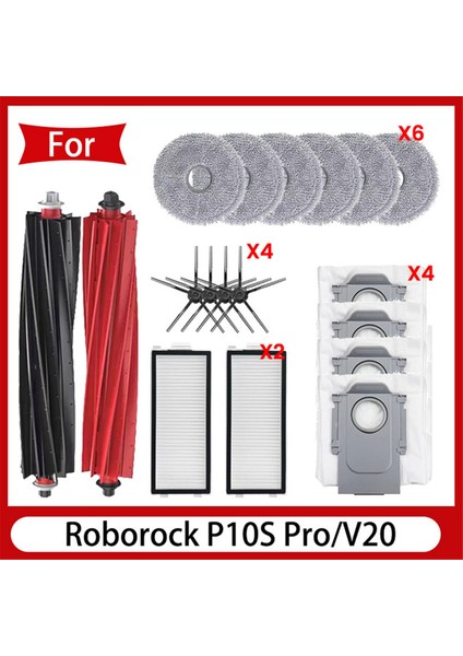 Roborock Qrevo Master /V20/P10S Pro Elektrikli Süpürge Robot Silindiri Ana Fırça Yan Fırça Toz Torbaları (Yurt Dışından)