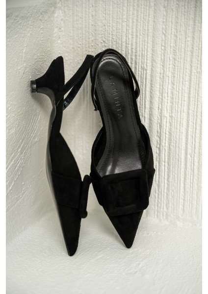 Nicole Siyah Süet Tokalı Kadın Topuklu Ayakkabı fırsatları