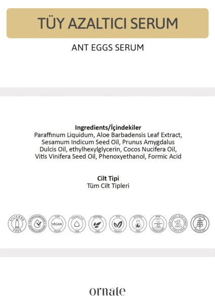 Karınca Yumurtası Yağı Tüy Azaltıcı Nemlendirici Serum 5'li Süper Set 30 ml