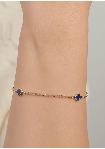 1,70 (Gram) 3 Lacivert Taşlı Sedef Bileklik Künye Unisex 14 Ayar Altın (Yeşil-Rose-Sarı-Beyaz) modelleri