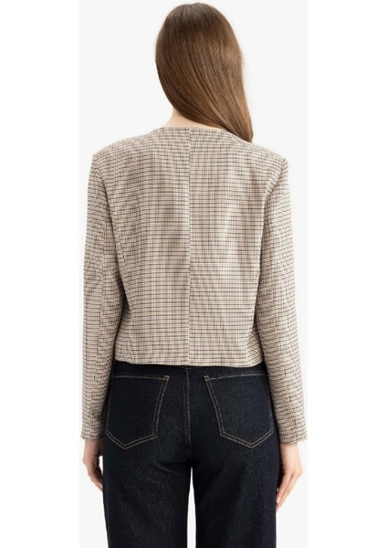 Bisiklet Yaka Kareli Blazer Ceket E5231AX24CW