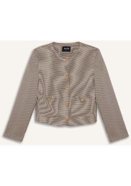 Bisiklet Yaka Kareli Blazer Ceket E5231AX24CW