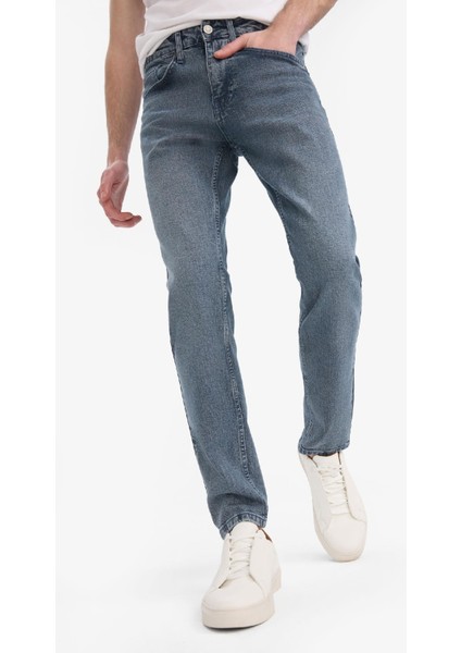 Slim Tapered Fit Dar Kalıp Normal Bel Daralan Paça Jean Pantolon E7035AX25SP