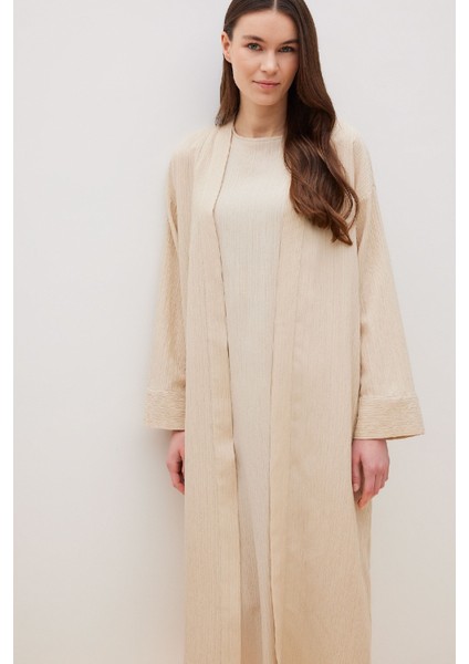 Relax Fit Şal Yaka Krinkıl Kumaş Uzun Kimono E1816AX25SP