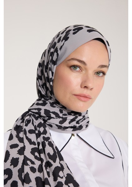 Pure Tone Şal - Leopar Desen - Soft Gri - Siyah fiyatları