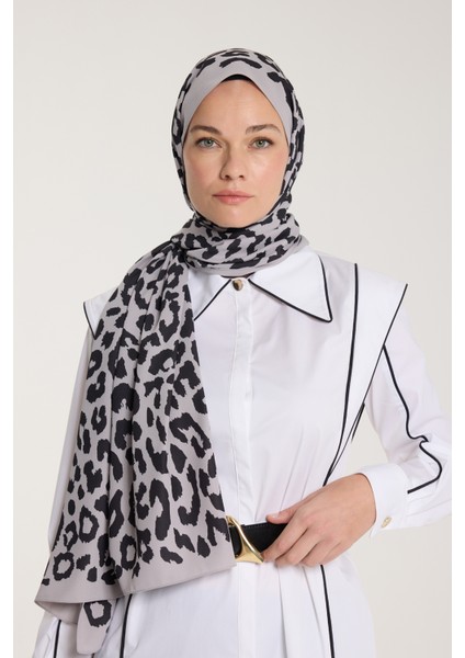 Pure Tone Şal - Leopar Desen - Soft Gri - Siyah fırsatları