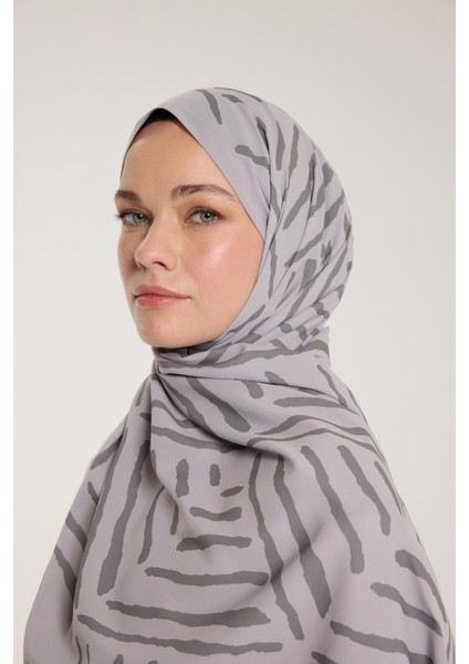 Pure Tone Şal - V Desen - Soft Gri - Gri