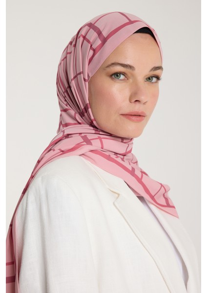 Pure Tone Şal - Kare Desen - Pembe - Gülkurusu modelleri