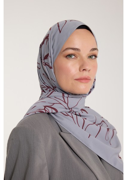 Pure Tone Şal - Yaprak Desen - Gümüş - Bordo modelleri