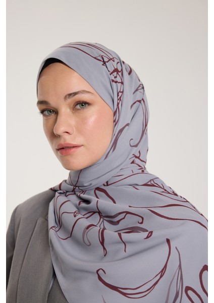 Pure Tone Şal - Yaprak Desen - Gümüş - Bordo fırsatları